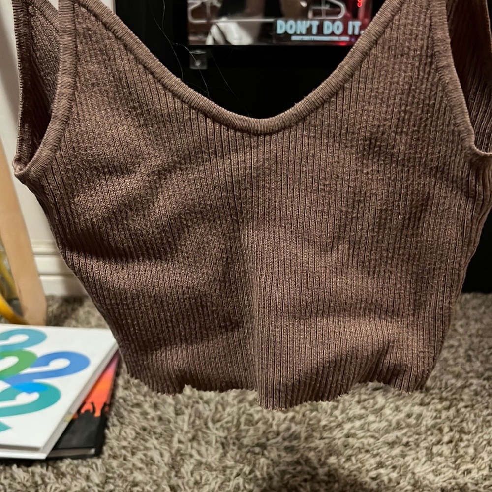 brown crop tank